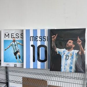 Messi Canvas Print Set 3 Pcs, Custom Hand Crafted Canvas over Wooden Frame